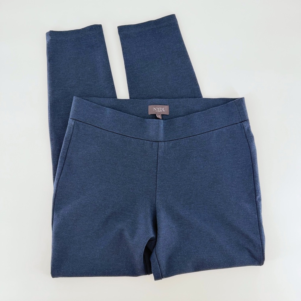 NYDJ Navy Blue Ponte Knit Pull On Leggings Slim Tapered Leg Trousers Size 8
